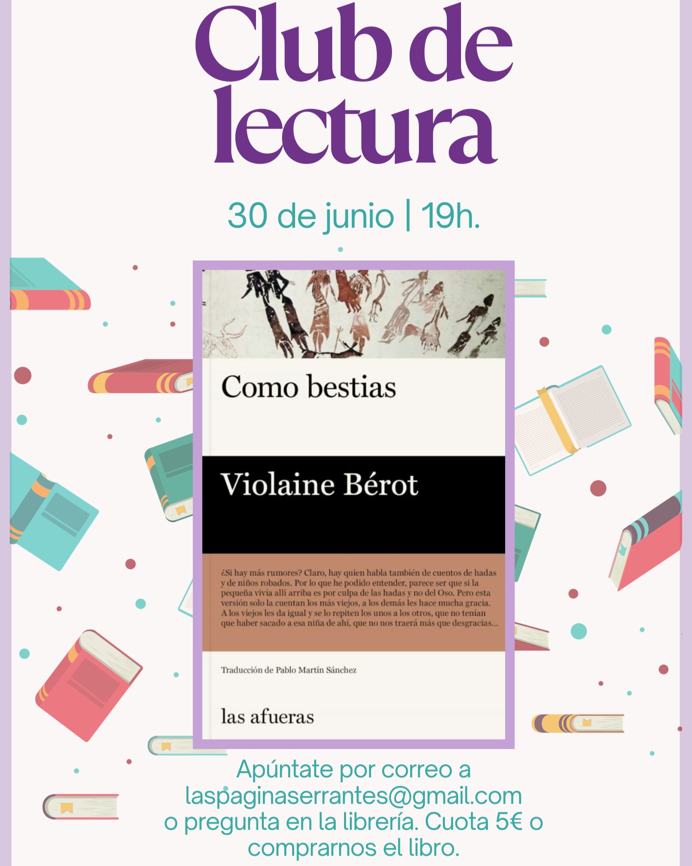 "Como bestias" encierra en solo 130 páginas una cruda reflexión sobre la diferencia, sobre un mundo rural a punto de desaparecer, sobre la vulnerabilidad de las mujeres y todos aquellos que deciden vivir al margen de la norma. 
Animaos a compartirlo en nuestra primera sesión del club de lectura.